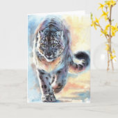Snow Leopard Gevouwen Wenskaart Wildcat Art Kaart (Gele Bloem)
