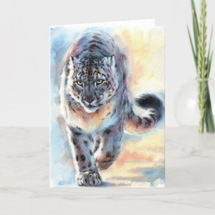 Snow Leopard Gevouwen Wenskaart Wildcat Art Kaart