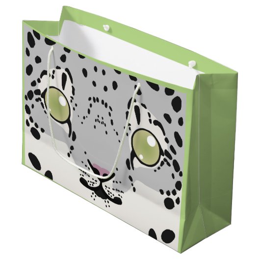 Snow Leopard Gift Bag Large Cadeautasje (Voorkant Gekanteld)