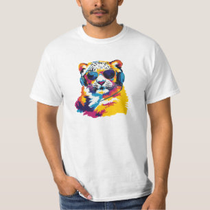 Snow Leopard Glasses Illustratie Aquarel Kunst T-shirt