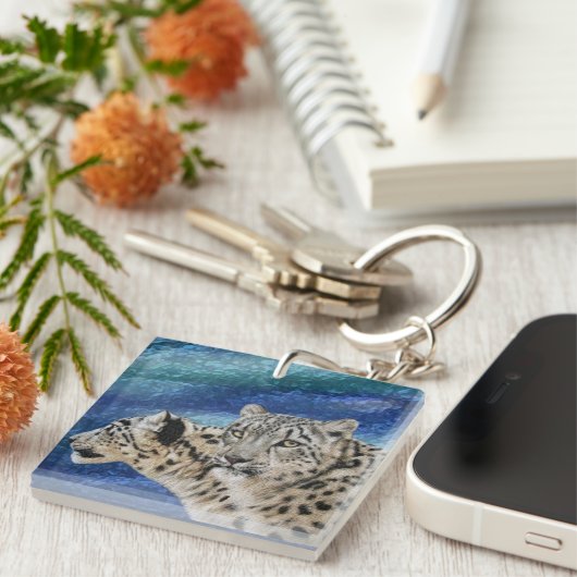 Snow Leopard Habitat Sleutelhanger (Voorkant Rechts)
