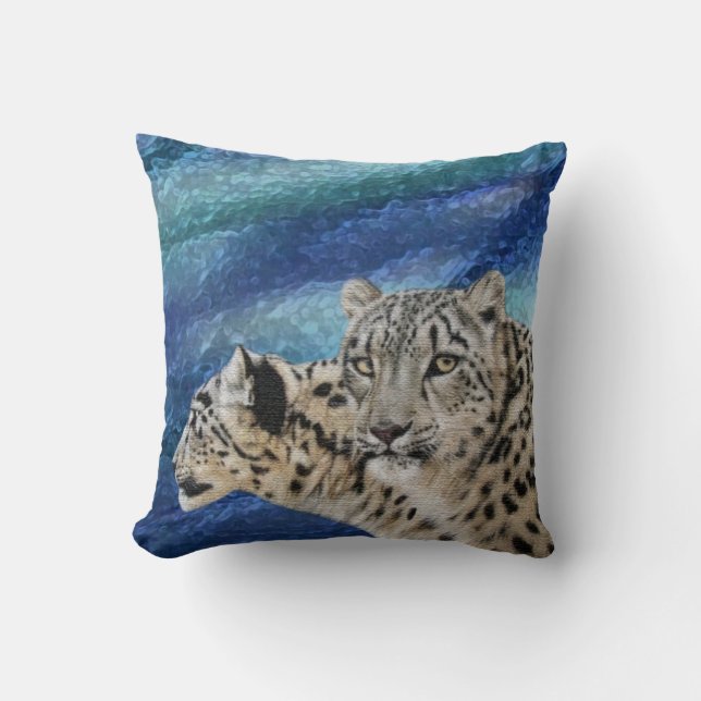 Snow Leopard Habitat Wildlife Pillow Kussen (Voorkant)