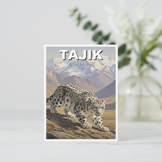 Snow Leopard in Tajik National Park Tajikistan Briefkaart (Staand voorkant)