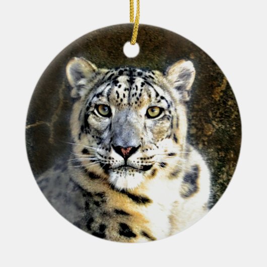 Snow Leopard Keramisch Ornament (Voorkant)
