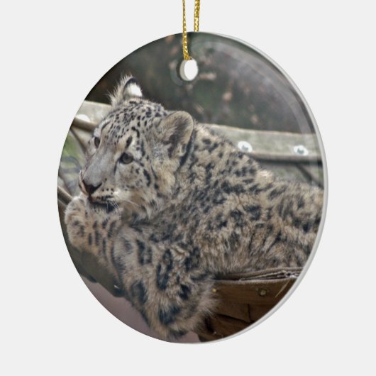 Snow Leopard Keramisch Ornament (Links)