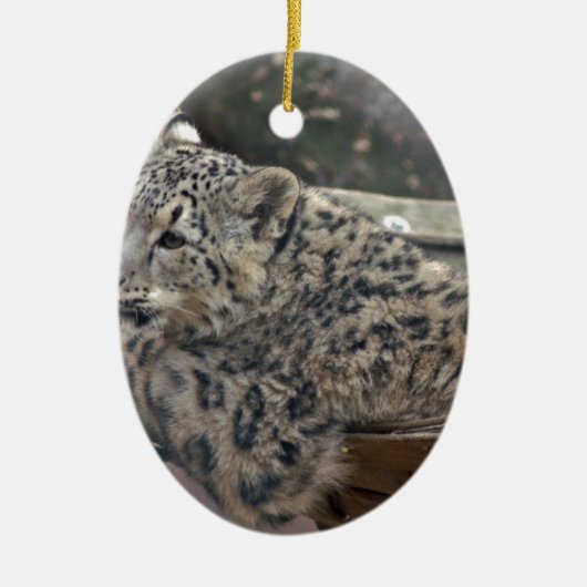 Snow Leopard Keramisch Ornament (Voorkant)