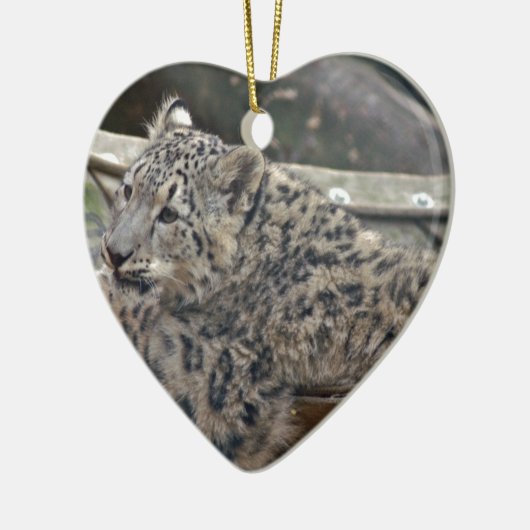 Snow Leopard Keramisch Ornament (Links)