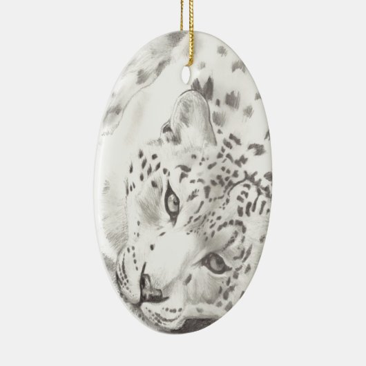Snow Leopard Keramisch Ornament (Rechts)