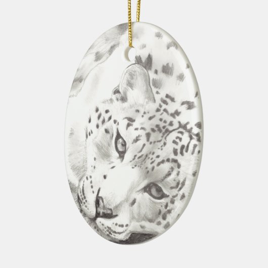 Snow Leopard Keramisch Ornament (Links)