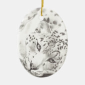 Snow Leopard Keramisch Ornament (Voorkant)