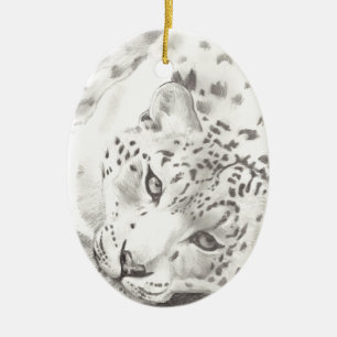 Snow Leopard Keramisch Ornament