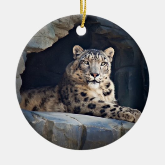 Snow Leopard Keramisch Ornament (Voorkant)