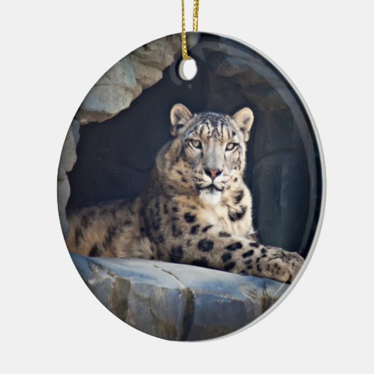 Snow Leopard Keramisch Ornament (Links)