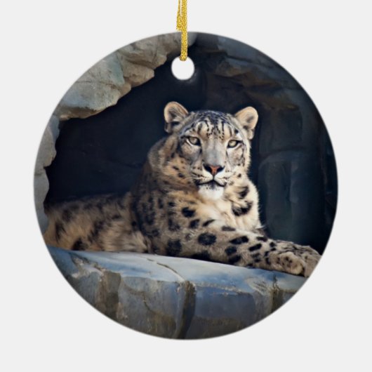 Snow Leopard Keramisch Ornament (Achterkant)