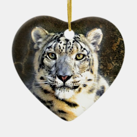 Snow Leopard Keramisch Ornament (Voorkant)