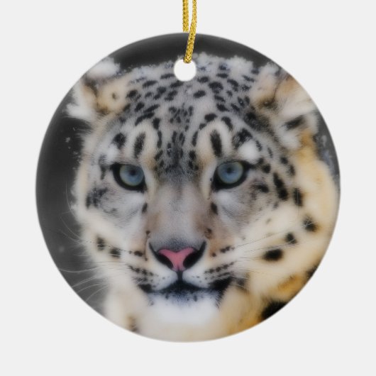 Snow Leopard Keramisch Ornament (Voorkant)