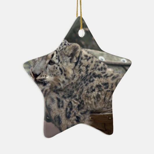 Snow Leopard Keramisch Ornament (Rechts)
