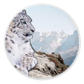 Snow Leopard Keramische Knop (Voorkant)