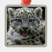 Snow Leopard Kitten Metalen Ornament (Voorkant)