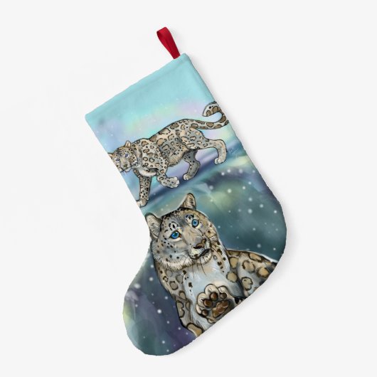 Snow Leopard Kleine Kerstsok (Achterkant (Hangend))