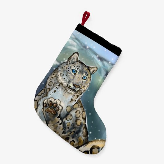 Snow Leopard Kleine Kerstsok (Voorkant (Hangend))