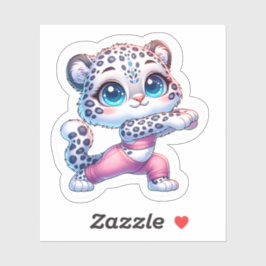Snow Leopard Making Yoga Stickers