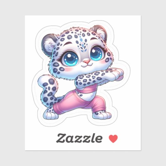 Snow Leopard Making Yoga Stickers (Vel)