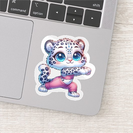 Snow Leopard Making Yoga Stickers (Detail)