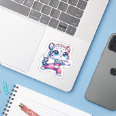 Snow Leopard Making Yoga Stickers (Laptop met iPhone)