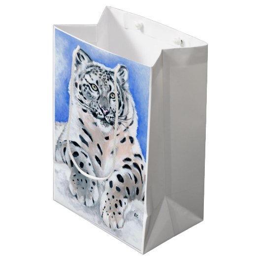 Snow Leopard Medium Cadeauzakje (Voorkant Gekanteld)