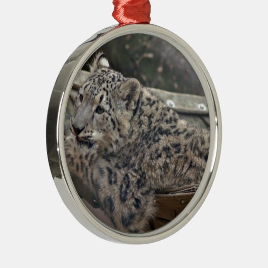 Snow Leopard Metalen Ornament (Rechts)