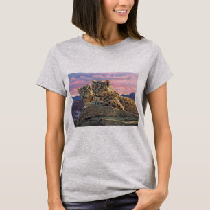 Snow Leopard moeder en welp - T-shirt