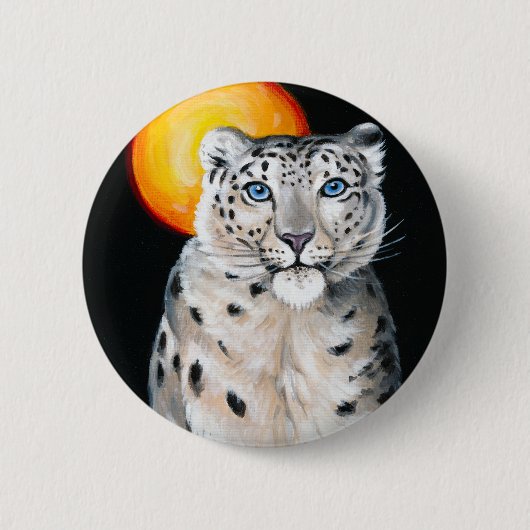 Snow Leopard Moon Ronde Button 5,7 Cm (Voorkant)