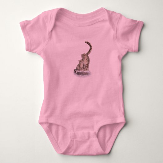 Snow Leopard Mother and Cub Wildlife Art Romper (Voorkant)