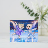 Snow Leopard Pair Performing Ice Dance Routine in  Briefkaart (Staand voorkant)