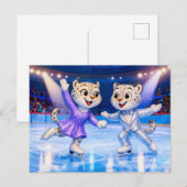 Snow Leopard Pair Performing Ice Dance Routine in  Briefkaart (Voorkant / Achterkant)
