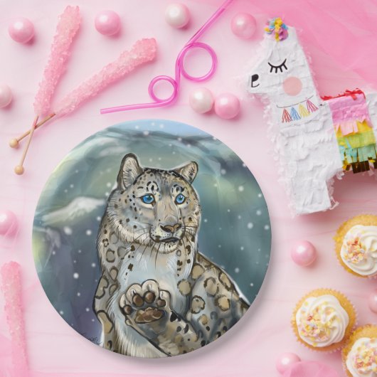 Snow Leopard Papieren Bordje (Feest)