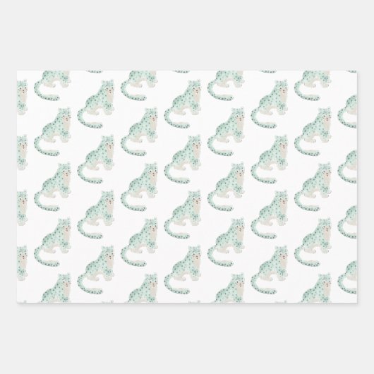 Snow Leopard Pattern Blue Inpakpapier Vel (Voorkant 3)