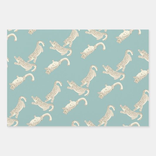 Snow Leopard Pattern Blue Inpakpapier Vel (Voorkant)