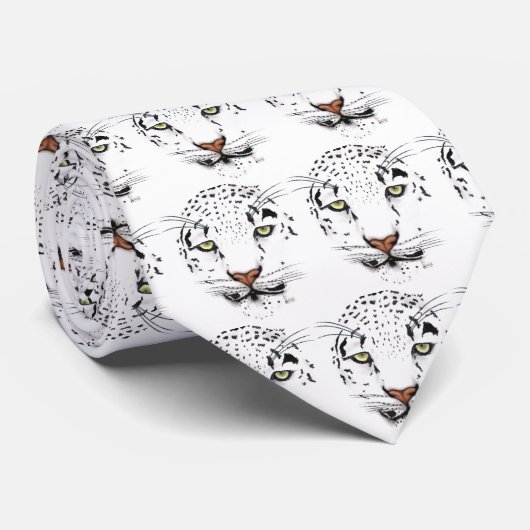 Snow Leopard Pattern Stropdas (Opgerold)