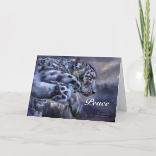 Snow Leopard Peace Holiday ArtCard Feestdagen Kaart