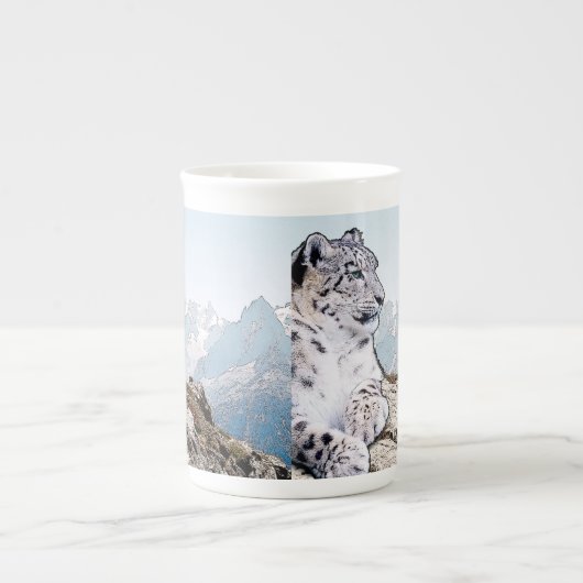 Snow Leopard Porselein Kop (Voorkant)