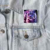 Snow Leopard Portrait Vierkante Button 5,1 Cm (In situ)