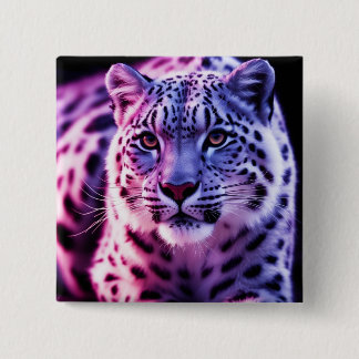 Snow Leopard Portrait Vierkante Button 5,1 Cm