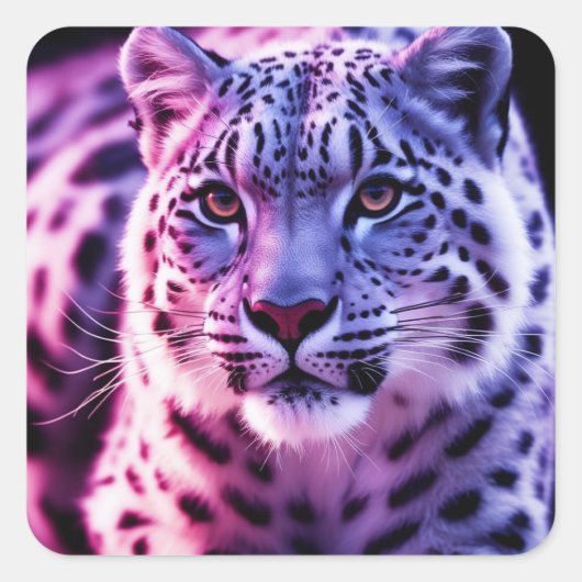 Snow Leopard Portrait Vierkante Sticker (Voorkant)