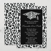Snow Leopard Print Graduation Party Kaart (Voorkant / Achterkant)