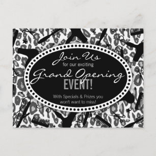 Snow Leopard Print Hair Salon Grand Opening Briefkaart