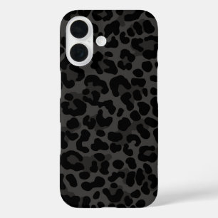 Snow Leopard Print Zwart Trendy Patroon iPhone 16 Hoesje