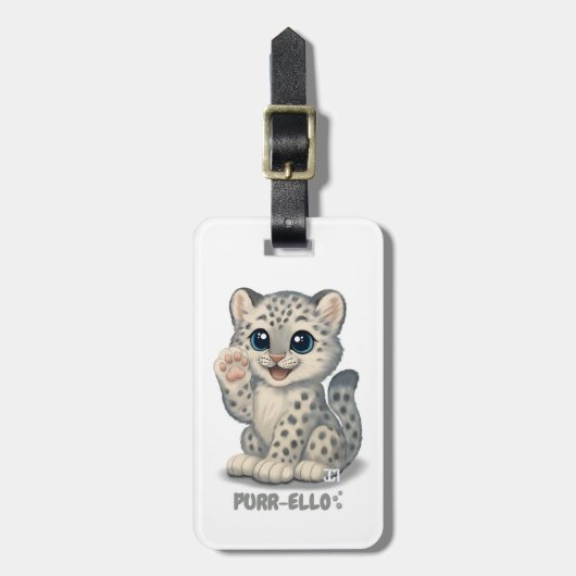 Snow leopard - Purr-ello Bagagelabel (Voorkant verticaal)