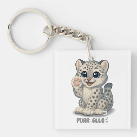 Snow leopard - Purr-ello Sleutelhanger (voorkant)